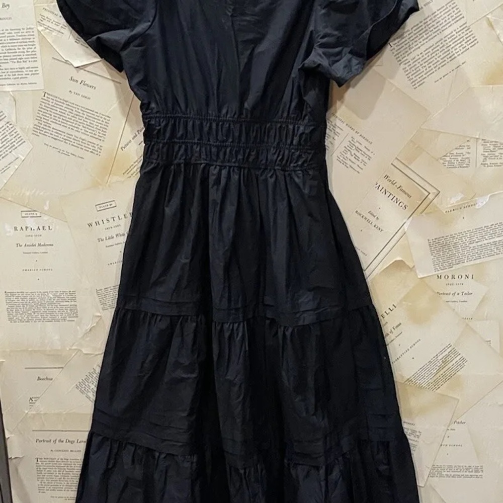 Anthropologie The Somerset Maxi Dress Poplin Edition Tiered Smocked Waist Black - Picture 9 of 9